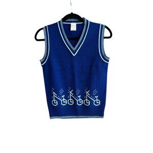 Catalina Vintage Blue Bicycle Motif Sweater Vest Size Medium Unisex